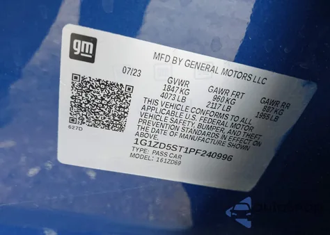 2023 Chevrolet Malibu Fwd 1Lt z USA, uszkodzony, nr VIN 1G1ZD5ST1PF240996